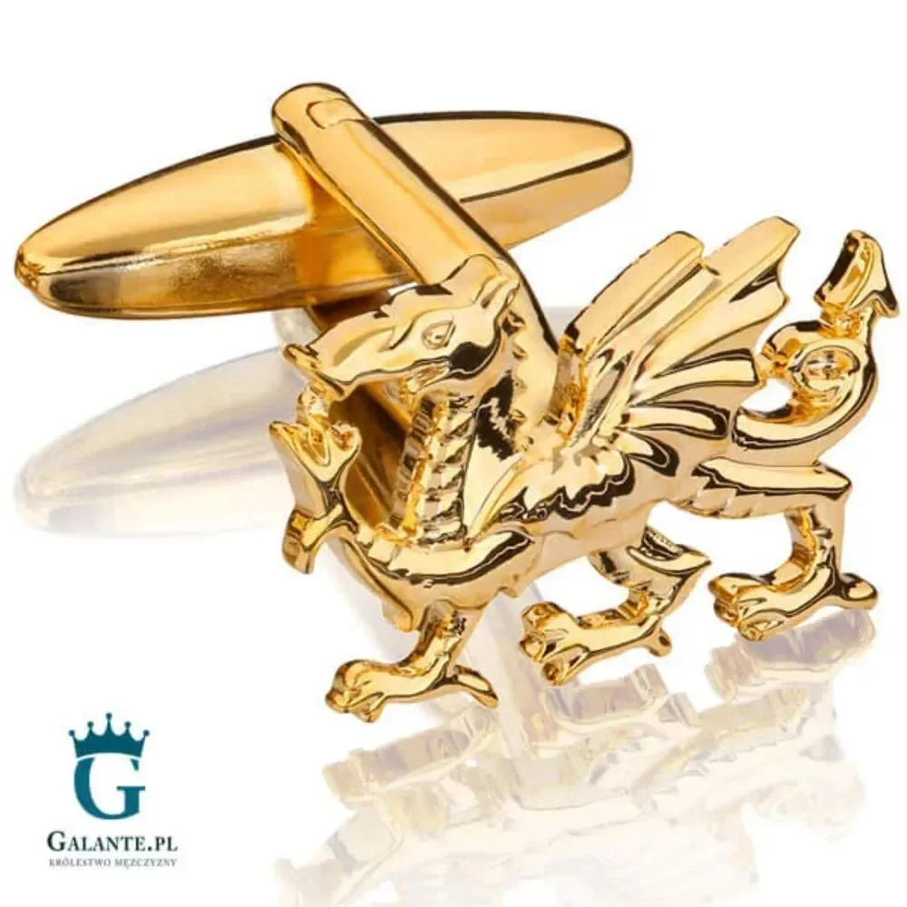Welsh Dragon Gold Plate Cufflinks